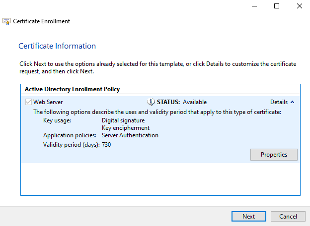 Zertifikatsinformationen