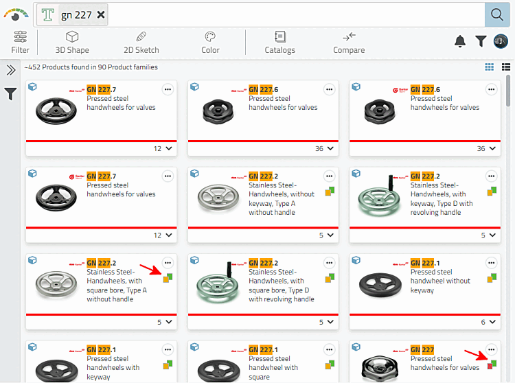 3Dfindit -> Produktauswahl [Product selection]