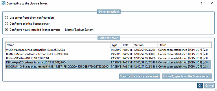 Neu installierten Lizenzserver konfigurieren [Configure newly installed license servers]