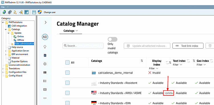Update of Display index, Text index, Geo index and LinkDB index