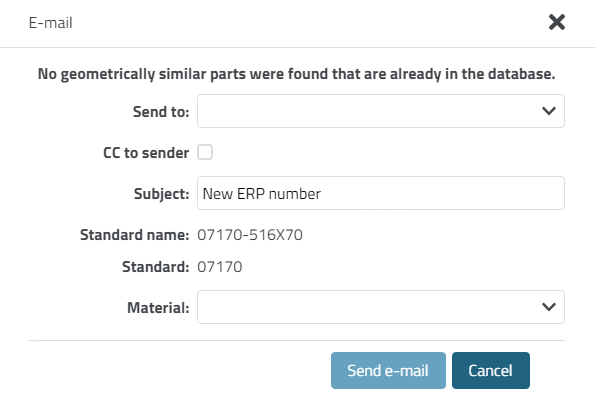 Es wurden keine geometrisch ähnlichen Teile gefunden die sich bereits in der Datenbank befinden. [No geometrically similar parts were found that are already in the database.]