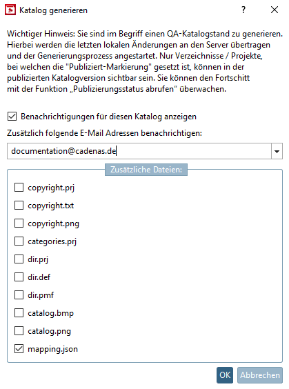 Dialog bei partieller Publizierung