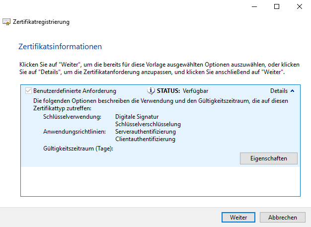 Zertifikatsinformationen