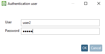 Benutzer authentifizieren [Authenticate user]: Benutzer- und Passworteingabe