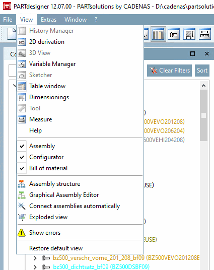 Ansicht [View]-Menü