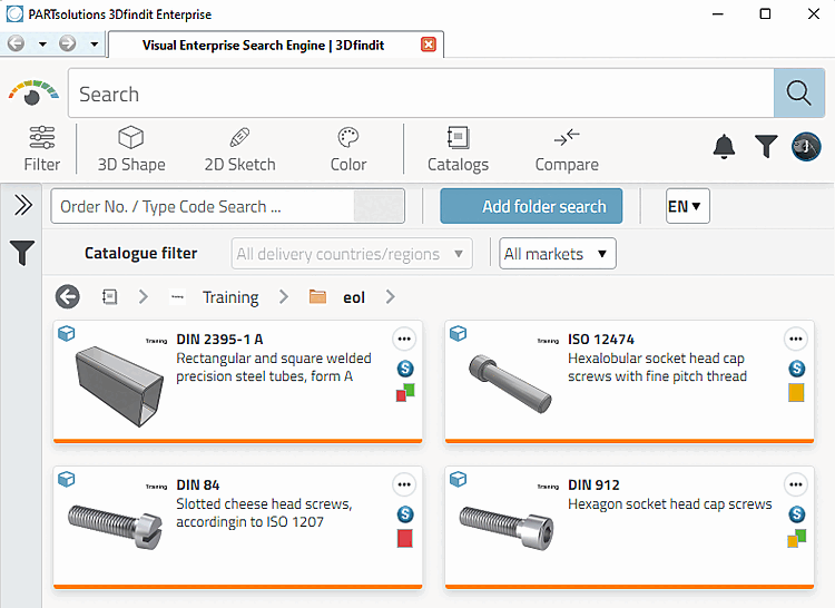 3Dfindit: Icons in Produktauswahl