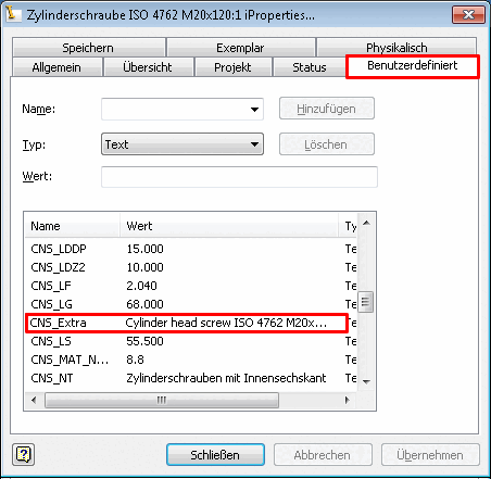 iProperties -> Registerseite "Benutzerdefiniert"