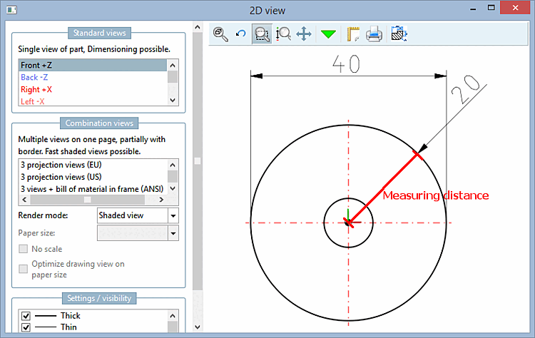 Beispiel "Messdistanz [Measuring distance]" in 2D
