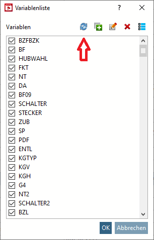 Button "Sichtbare Textvariablen automatisch setzen [Set visible text variables automatically]"