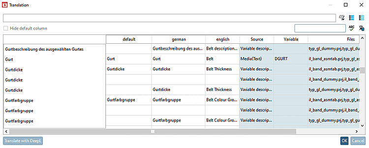 Dialogseite "Übersetzung [Translation]"