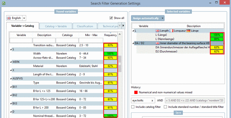 Example: In the figure on the left side, the item "Catalogs" is selected and in the tree a certain directory. On the right side the respective subdirectories of the selected directory are displayed.