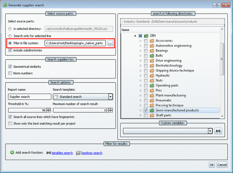 Create Supplier search with native files