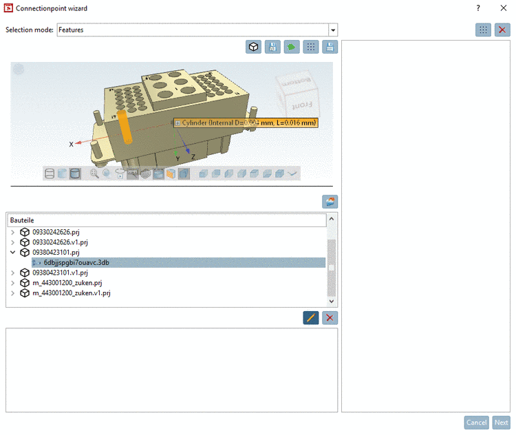 Example: Selection of feature "Cylinder"