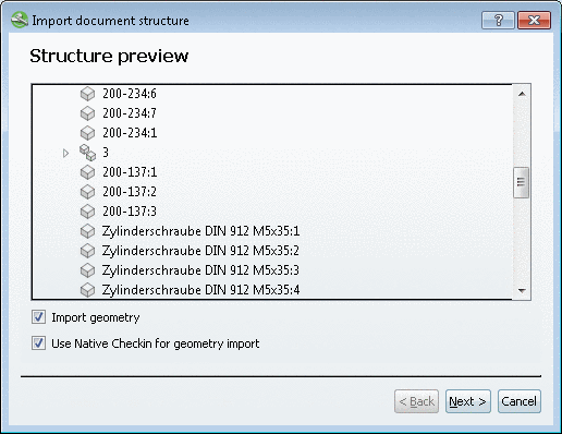 Import document structure