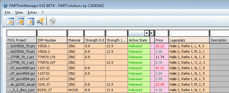 PARTlinkManager: Stock and rack position in the LinkDB