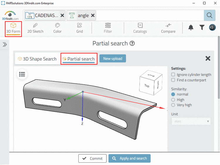 Preview with option "Chamfer": The figure shows 1 confirmed edge and 3 edges just being edited.