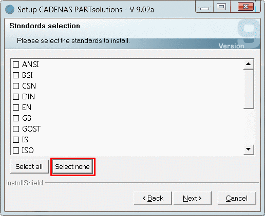 Do not install standard catalogs at this point