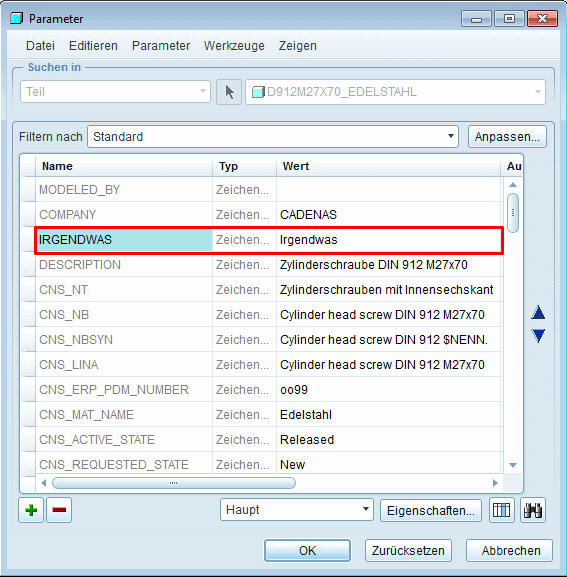 Creo: Parameter - Extra attribute