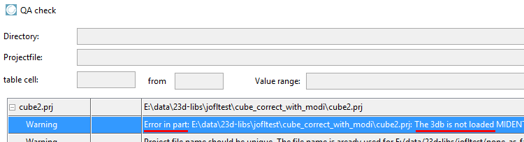 Warning - Error in component: <path>: The 3DB was not loaded ...
