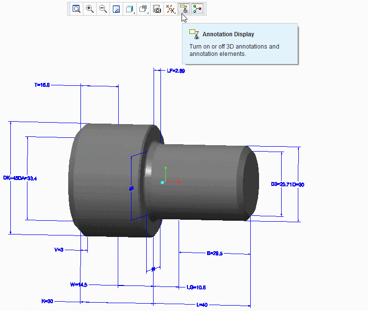 Dimensionings in Creo Parametric