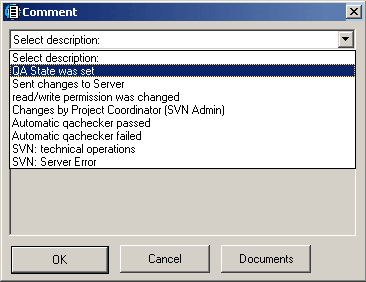 Status change at project level / comment