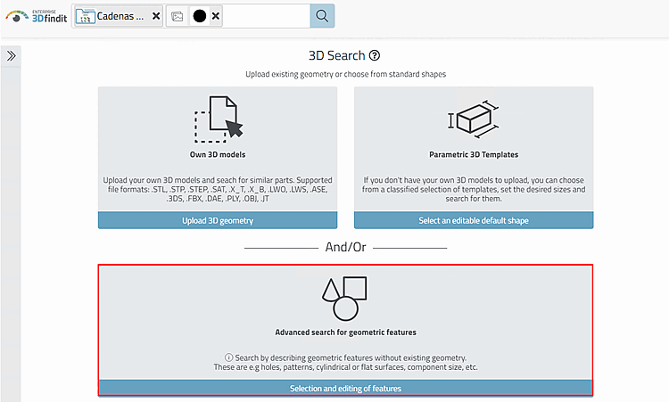 Open "Geometric features [Geometric features] " dialog area