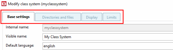 Tab in the "Create class system [Create class system] " dialog box