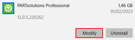 Windows > Add or remove programs -> Change