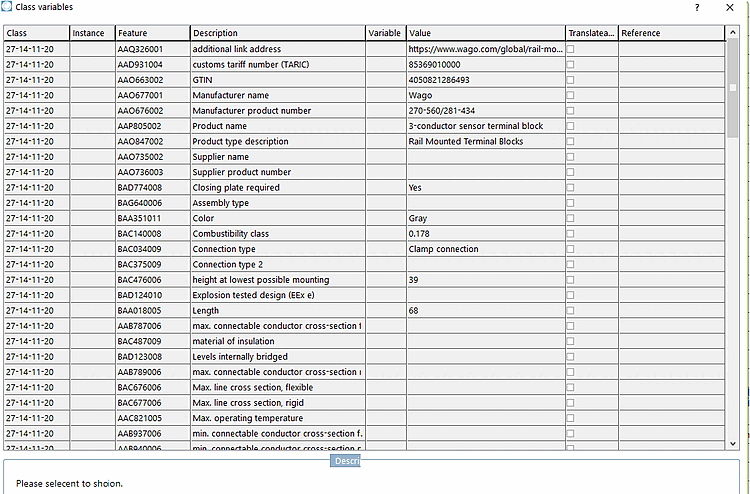 Exemplary attribute from eClass 9.0
