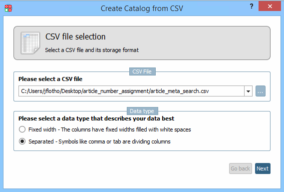 Determine CSV file