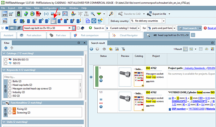 Search results filtered = "Preferred rows on/off [Preferred rows on/off] " activated