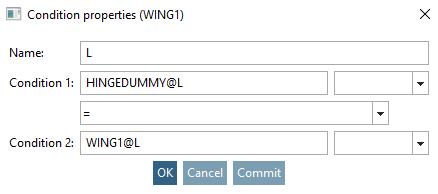 Condition properties window