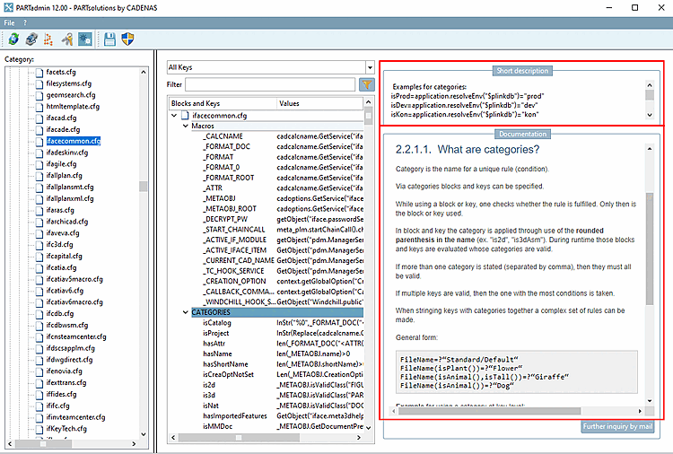 Example of brief information [Short description] and documentation [Documentation]