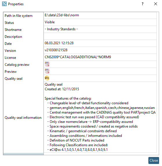 Properties " dialog box