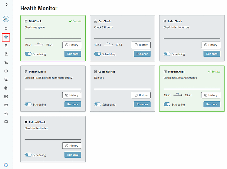 Health Monitor on the dashboard in the default state