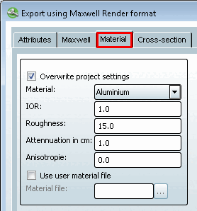 Maxwell Render - Material tab page
