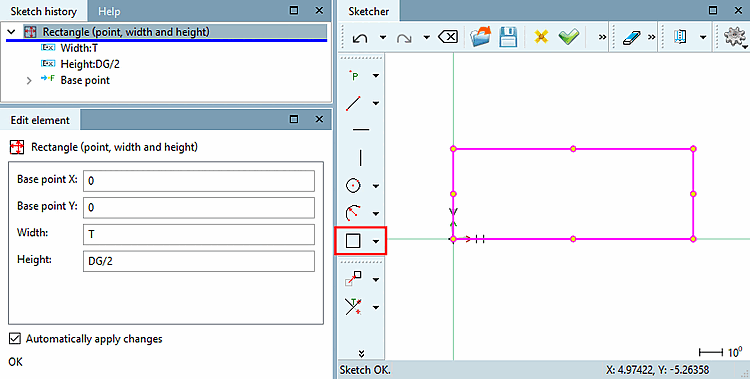 Determine width and hight of the rectangle