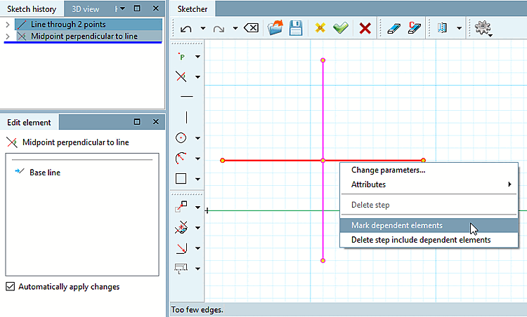 Perpendicular bisector created on the base of the horizontal.