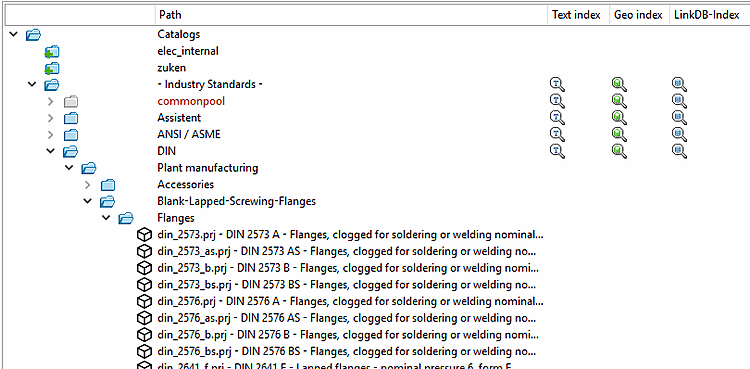Display in index tree