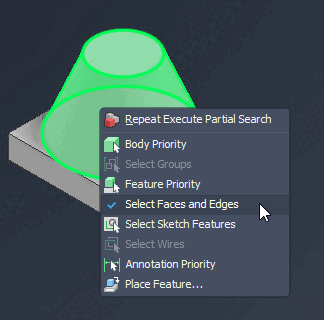 Context menu command "Select Faces and Edges"