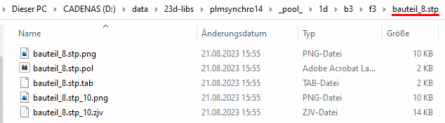 Storage path at CADENAS_DATA with additional subfolder with the name of the project