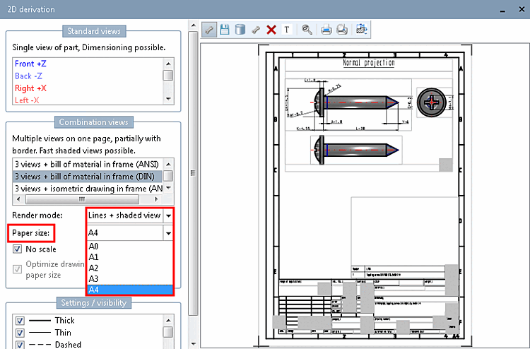 Paper formats [Paper formats]: Selection "A4"