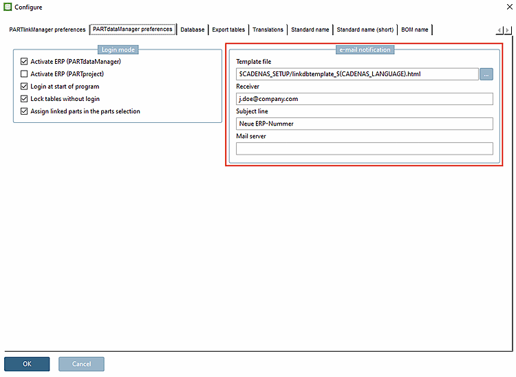 PARTlinkManager: E-mail notification [e-mail notification]