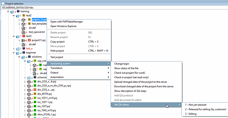 Status change at project level