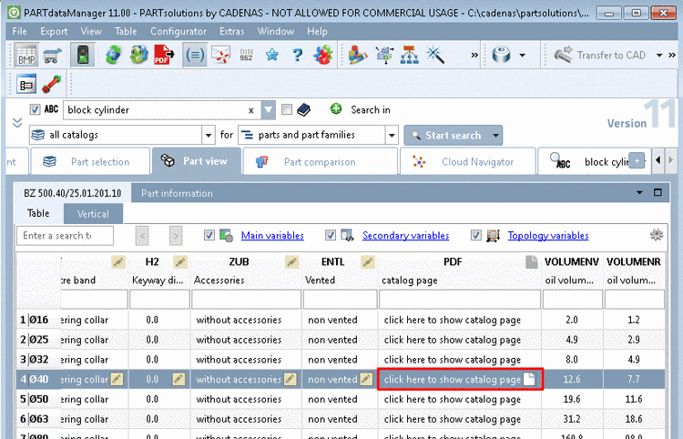 PARTdataManager: linked additional information
