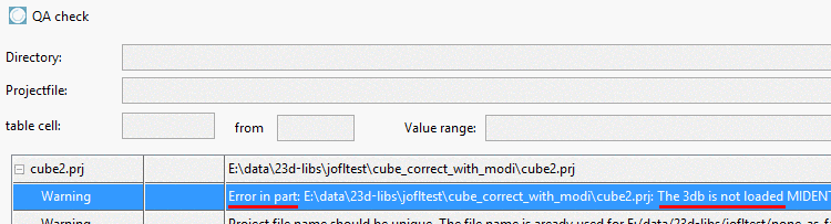 Warning - Error in part: <Path>: The 3db is not loaded ...