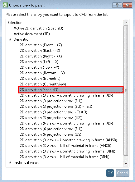 Dialog box "Choose view to pass..."