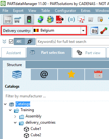 Delivery country "Belgium": Index tree enhanced