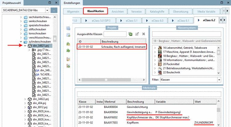 Classification on tabbed page "Classification"