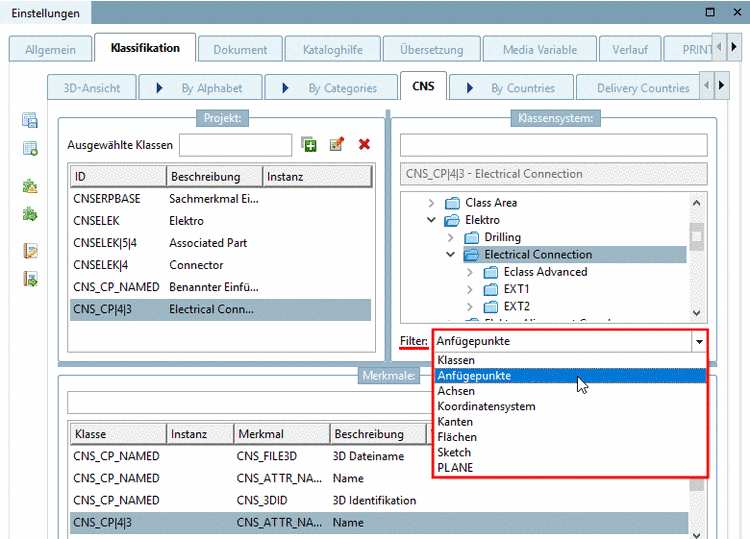 Tabbed page "Classification" -> tabbed page "CNS"-> "Filter"
